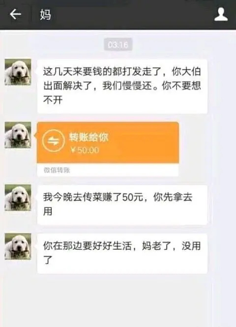 传菜赚了五十 后续男主自尽了?