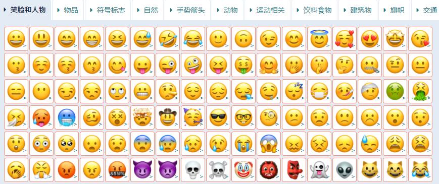 emoji表情文字对照表 emoji表情大全网站推荐